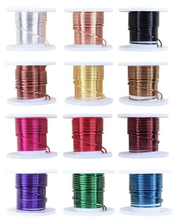 Stilvoller, robuster Messingdraht in verschiedenen Farben, 12 Gauge, tragbares Accessoire, stilvoll für den Garten und Schmuck, 12er Pack eloxierter Messingdraht