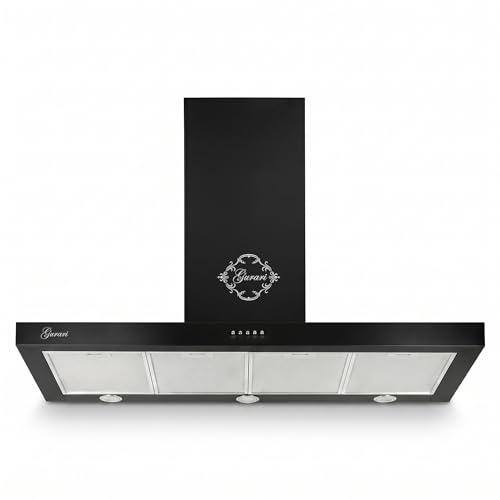Gurari Hotte aspirante 120 cm GCH F 118 120 BL • Hotte murale noire • Hotte de cheminée 1000 m³/h • Hotte aspirante murale avec éclairage LED • Évacuation d'air • Filtre à graisse métallique • Classe