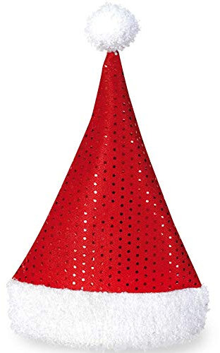 KarnevalsTeufel Weihnachtsmütze, rot mit Pailletten besetzt, Nikolausmütze