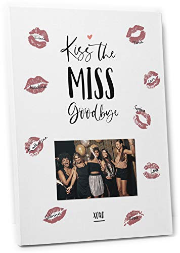 DeinWeddingshop Kiss The Miss Goodbye - Junggesellinnenabschied Erinnerung Andenken Geschenk JGA Spiel Bachelorette