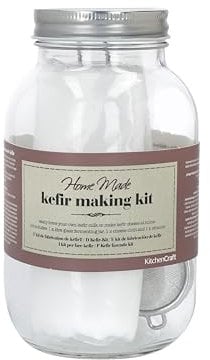 KitchenCraft Home Made Kefir Making Kit in Gift Box, Glass/Cheese Cloth