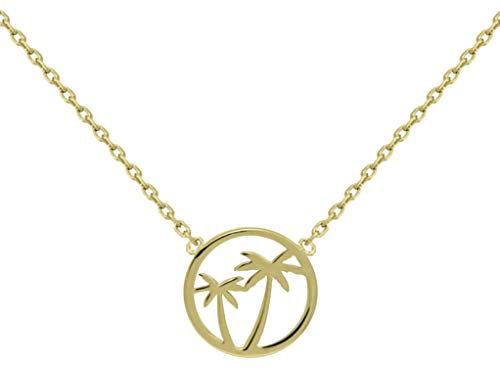 Tata Gisèle © Collier Waikiki Chaine en Plaqué Or - Double Palmier - Sachet Cadeau Velours Offert