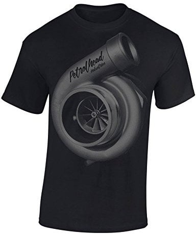 Baddery Auto Tuning T-Shirt für Herren: Turbolader - Motorsport Shirt Männer - Mechaniker & Autoliebhaber Geschenke (Schwarz 3XL)