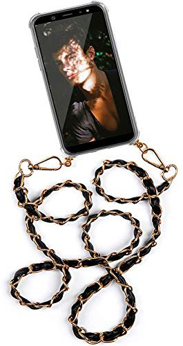 Wishcover Chaîne Téléphone pour Oppo A72,Coque avec chaîne métallique-Housse Antichoc Transparente pour Smartphone，Étui pour téléphone Portable avec lanière à Porter Étui en Silicone