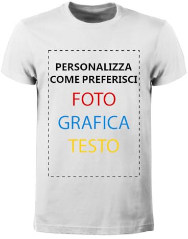 CHEMAGLIETTE! Maglietta Personalizzata Uomo - T-Shirt Personalizzabile Fronte Retro con Logo Foto e Scritte Bianco, XXL