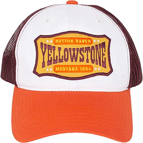 Concept One Unisex-Erwachsene Yellowstone Trucker Hat, Mesh Adjustable Snapback Baseball Cap with Curved Brim Baseballkappe, Orange/Abendrot im Zickzackmuster (Sunset Chevron), Einheitsgre