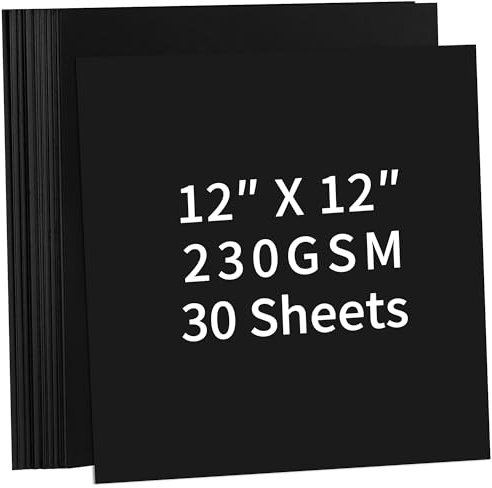 30 Blatt schwarzer Karton – 12 x 12 Zoll, 230 g/m²/85 lb, 30 × 30 cm, quadratisches Kartonpapier für Scrapbooking, Basteln, Visitenkarten, UAP05BK