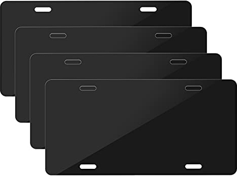 nomiou 4PCS Blank Metal Automotive License Plate Plates Tag for Custom Design Work (Black)