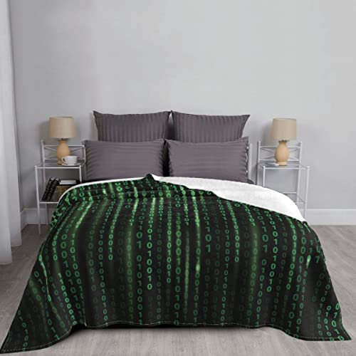 Binärcode Hintergrund Matrix Code Decke Tagesdecke Bett Plaid Decke Musselin Plaid Doppeldecke Sommer Tagesdecke,150*220Cm