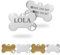 Ibera Gifts - Chapa Perro Grabada De Acero Inoxidable En Forma De Hueso, Tamaño 25 x 16 mm, Placa Perro Personalizada Para Cachorros y Mascotas Muy Pequeñas (Peq. 1 Huella)