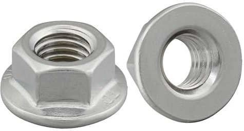 Flanschmutter ohne Sperrverzahnung nach DIN 6923 / Edelstahl A2, V2A / Sechskantmutter mit Flansch ohne Sperrverzahnung, Bundmutter (10 Stück, M10)