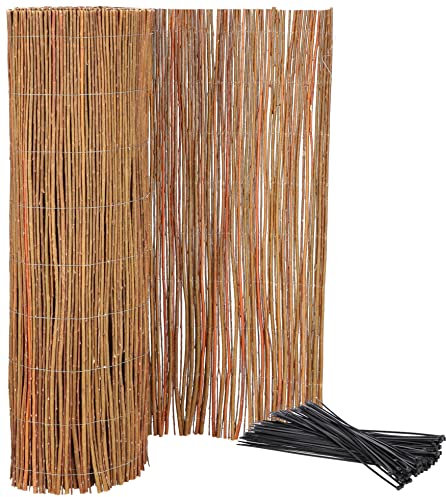 KOTARBAU® Weidematte Weidesichtschutzmatte für Balkon Terrasse Garten 90x500cm Stabiler Sichtschutz Natürlicher Verzinktem Draht Für Hohe Stabilität mit Kabelbinder