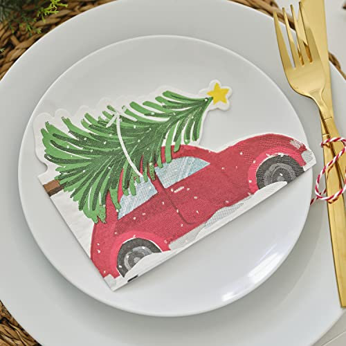 Ginger Ray Red Car & Christmas Tree Paper Party Napkins Tableware 16 Pack