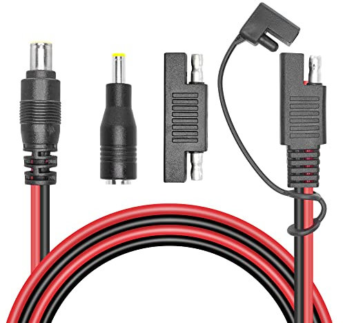 RIIEYOCA DC 8mm Male to SAE Connector Adapter 14AWG Cable,with SAE Polarity Reverse and DC 5.5mm x 2.5mm Adapter for RV & Solar Generator Portable Solar Panel,1.8M/6Ft