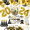 iZoeL Silvester Deko 2025 Party Set Gold Folienballon 2025 Happy New Year Deko Banner Luftballon Silvester Fotorequisiten Partytröten Metalic Luftschlangen Konfetti Spiral Neujahr Partydeko 2023