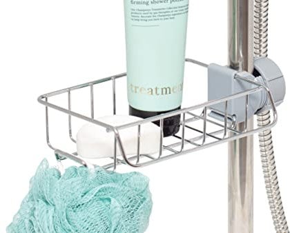 simplywire - Shower Storage Caddy - Screws onto Shower Pole - No Drill Bathroom Shelf - Chrome