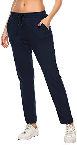 Pantalons pour Femme Coton Pantalon Décontracté de Survêtement Jogging Fitness Sport Training Yoga, Sweatpants Ladies Joggers d'été et d'hiver (Bleu Marine, XL)