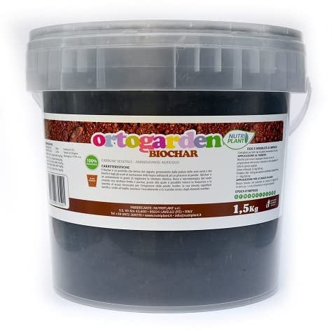 Nutriplant BIOCHAR, Carbone vegetale ammendante agricolo, fertilizzante indicato per le colture intensive, l’orticoltura e le piante d’appartamento, 1,5Kg (1)