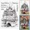 GLOBLELAND Vintage Schlosshintergrund Silikonstempel Briefmarken Transparente Stempel Retro SchlossKlare Stamps Für Karten Herstellung DIY Scrapbooking Basteln