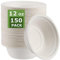 DAJAVE 150 Pack Paper Bowls 12oz Disposable Bowls for Hot Food, Eco-Friendly Party Bowls Biodegradable and Compostable White Disposable Paper Bowls for Party, Picnic, BBQ