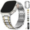 Fullmosa Compatible con Apple Watch Correas Ultra 49mm,Acero inoxidable Correas de Repuesto iWatch con Funda TPU para Ultra Ultra2,Plata con oro