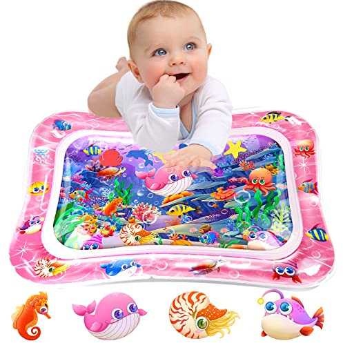 Infinno Wassermatte Baby Wasserspielmatte Spielzeug, Spielmatte Baby für 3 6 9 Monate (Rosenpulver)