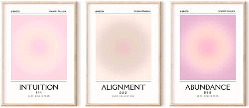 Enthusiasm positiven Aura Engel Zahlen Postern, Wandkunst Gemälde für Zimmer ästhetisch inspirierende Zitate abstrakt minimalistisch Wanddekoration (B-30x40cm x 3 Stück)