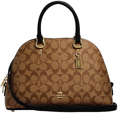 Coach Unisex Katy Satchel, Khaki Black, One Size
