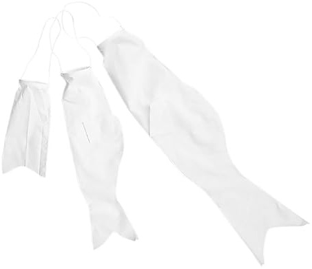 Leere Japanische Karpfenflagge aus Gewebe für Selbstgemacht | Weiß, Kindgerechtes Basteln, für Garten und Veranda, 3 Stück Packung für Stifte und Schnüre