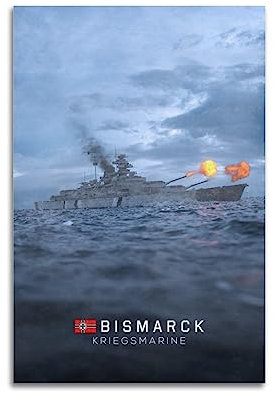 NOHF Schlachtschiff-Poster KMS Bismarck Schlachtschiff-Poster, Wandkunstdruck, Retro, ästhetische Raumdekoration, Malerei, Leinwand, Poster für Zuhause und Büro, Dekorationen, 30 x 45 cm, ohne Rahmen