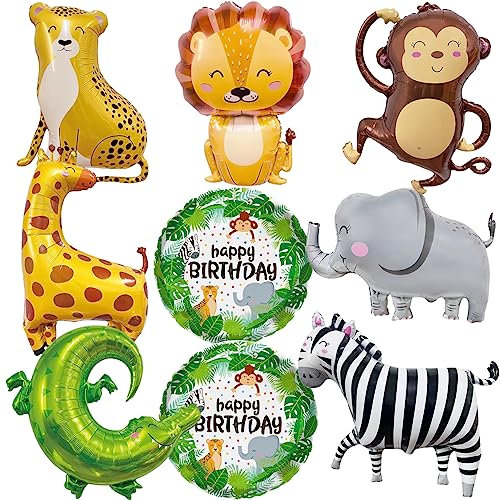 WIDEBG Folienballon Waldtiere Geburtstagsdeko Ballon Tiere Luftballon Dschungel Deko Geburtstag Luftballons Helium für Geburtstagsfeier Kindergeburtstag Urlaub Dschungel Party