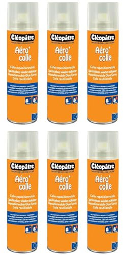 CLÉOPÂTRE Lot de 6 Aérocols Colle Repositionnable de 250 ml