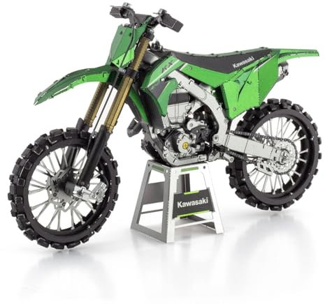 Fascinations Metal Earth Metallbausätze - Motorrad Kawasaki KX450 Dirt Bike, lasergeschnittener 3D-Konstruktionsbausatz, 3D Metall Puzzle, DIY Modellbausatz mit 2.5 Metallplatinen, ab 14 Jahre