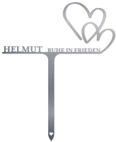 MOCAVI Grabstecker Herzen wetterfest & liebevoll personalisiert Edelstahl V4A Grabschmuck Andenken letzter Gruß liebevolles Grabschild Grabschmuck für Allerheiligen und Totensonntag