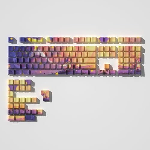 Glacier PBT Dyed Sub Keycaps (Side Print) Full Set for Mechanical Keyboards, Cherry Profile, Compatible with 60%/65%/75%/80%/96%/100% Keyboard Layout, Free Keycaps Puller Included (Polar Star)