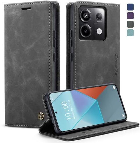 KZB Handyhülle für Xiaomi Redmi Note 13 Pro 5G Hülle (Nicht für 4G) Premium Leder Klappbar Tasche Flip Case Magnet Kartenfach Standfunktion Klapphülle Schutzhülle für Redmi Note 13 Pro 5G - Grau