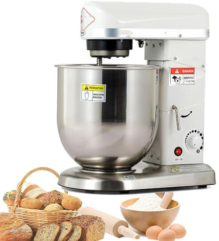 Electric Kitchen Food Stand Mixer, Professional Stand Mixer, 3 Speeds Rotating Stainless Steel Mixing Bowl, Includes Mixing Beater, Dough Hook, Commercial Food Mixer for Baking Pizzeria,White-10L