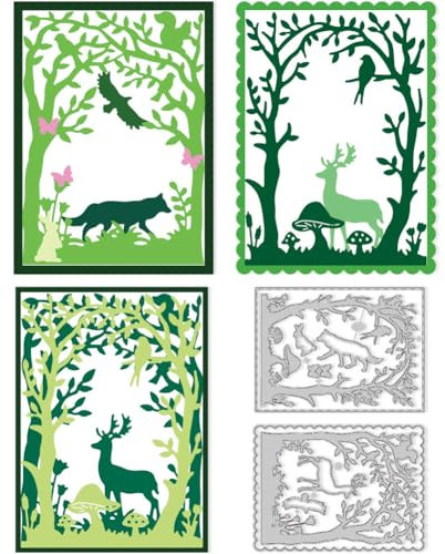 DELORIGIN 3 Stil Tiere Wald Stanzformen Hirsch Karbonstahl Stanzschablonen Neuheiten 2025 Prägeschablonen Für DIY Papierbasteln Alben Geschenkdekor