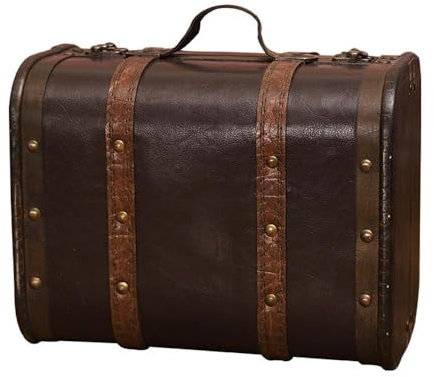 YIWEOG Retro-Koffer, Holz-Leder-Finish, antike Aufbewahrungsbox, dekoratives Gepäck für Fotografie-Requisiten, Heimdekoration