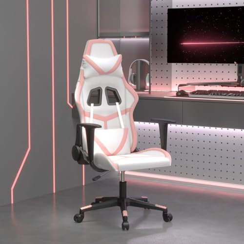 LAPOOH Chaise de gaming en cuir synthétique blanc et rose, chaise de bureau, chaise de bureau, chaise d'ordinateur, chaise d'étude, chaise de bureau - 3143673