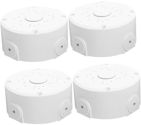 KONTONTY 4pcs Ceiling Mounted Security Camera Cable Cover Box Extension Cord Protector for Electrical Outlets Round Power Hiding Holder for Home Surveillance