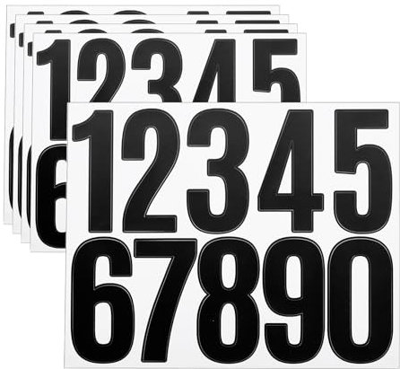 sourcing map 5 Sheets Vinyl House Numbers, 3 Inch Waterproof Self-Adhesive Number Stickers for Mailbox, Sign, Window, Door, Address Number, Black