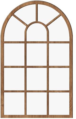 Espejo De Pared para Ventana, Decoración De Pared con Marco De Madera, Estilo Vintage, Rústico, con Forma De Ventana Arqueada, Adhesivo Decorativo para Entrada De Granja, Espejos para Sala De Estar,
