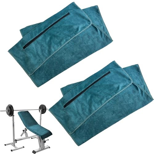 EVDZNA Sporthandtuch, 2 Stück 120 x 50 cm Fitness Handtuch mit Reißverschluss für Frauen, Herren Fitnesshandtuch, Yoga Handtuch, für Sportliche Aktivitäten, Blau