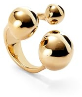 Uno de 50 | 18 Karat vergoldeter Ring mit drei blasenförmigen Perlen in verschiedenen Größen | Handgefertigter Schmuck | Hergestellt in Spanien