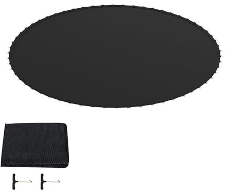 XMTECH Sprungtuch Trampolin, Trampolinsprungtuch Ø 244 cm Ø305 cm Ø366 cm, Sprungmatte, mit 48/60/72 Ringen zur Auswahl, rampolinzubehör, Ersatz, schwarz