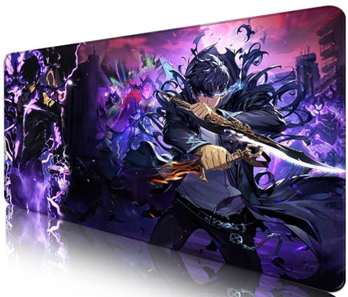 Solo Leveling Tapis de Souris Anime XXL Grand 900 x 400 mm Tapis de Souris Gamer Hydrorésistant avec Base en Caoutchouc Anti-Glissant Surface Texturée Idéal pour Ordinateur et PC Sung Jin-woo