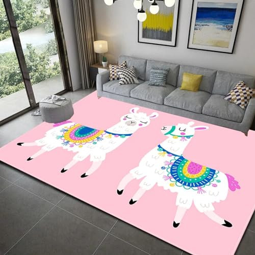 Kinderteppich 3D Wohnzimmerteppich rutschfest Tierisches Lama-Schaf Teppiche Jungen Und Mädchen Spielteppich Kinderzimmer Teppich 100 X 200 cm - Leicht Zu Reinigen -71356083965