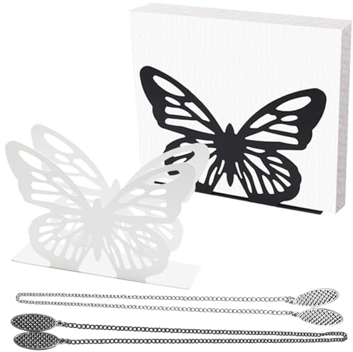 LXBCTOP Serviettenhalter, 2 Stück Edelstahl Schmetterling ServiettenstäNder | Heimdekoration Servietten Halterung, Servietten Halter(Serviettenhalter Schwarz Und Weiß), 2 Stück serviettenkette,