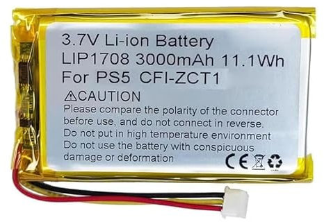 FURFURAKKU - Batería de repuesto LIP1708 compatible con So-ny Play Station 5 PS5 controlador inalámbrico CFI-ZCT1W 3,7 V 3000 mAh 11,1 Wh